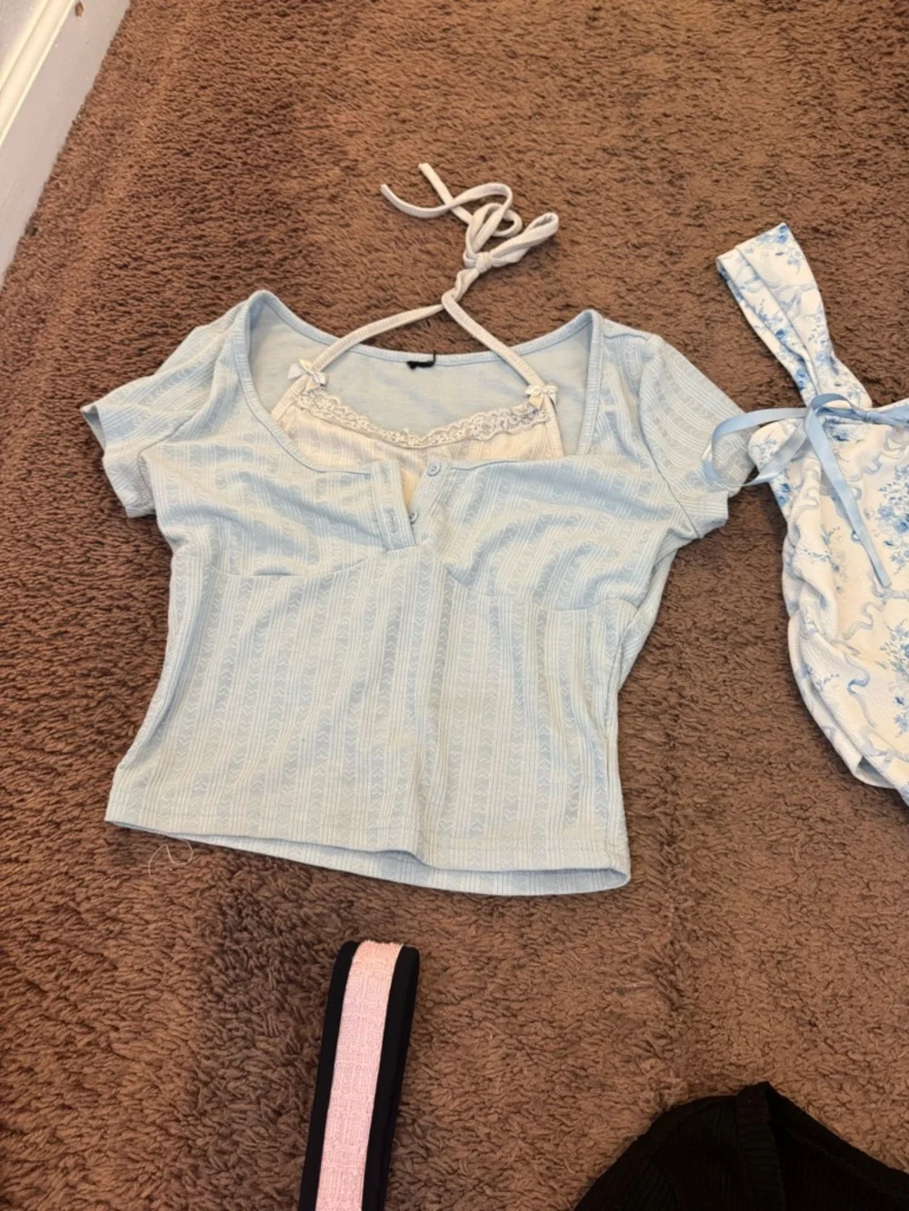 Lot Of 6 SHEIN Crop Tops Blouses Bow Summer Spring Size 2 4 S - Picture 7 of 10